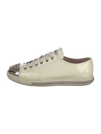 Miu Miu Patent Leather Studded Accents Sneakers