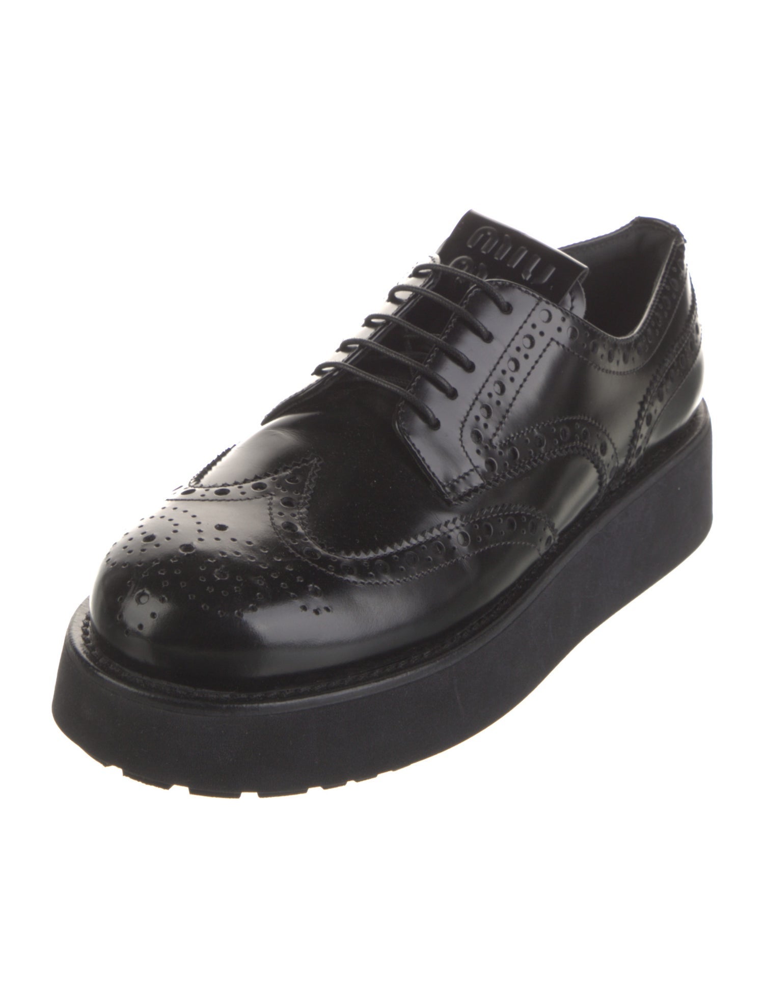 Miu Miu Leather Lasercut Accents Oxfords