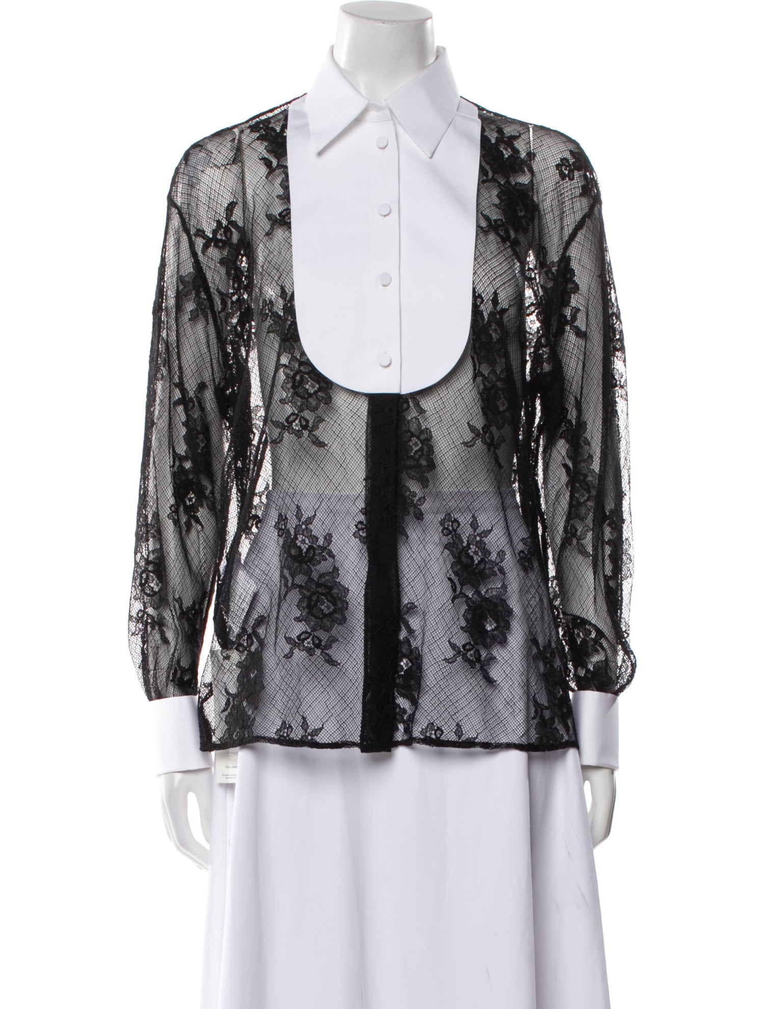 Miu Miu 2022 Lace Pattern Button-Up Top