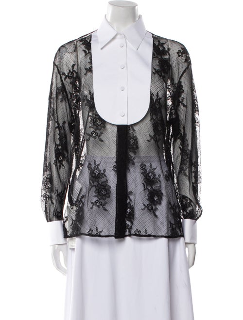 Miu Miu 2022 Lace Pattern Button-Up Top