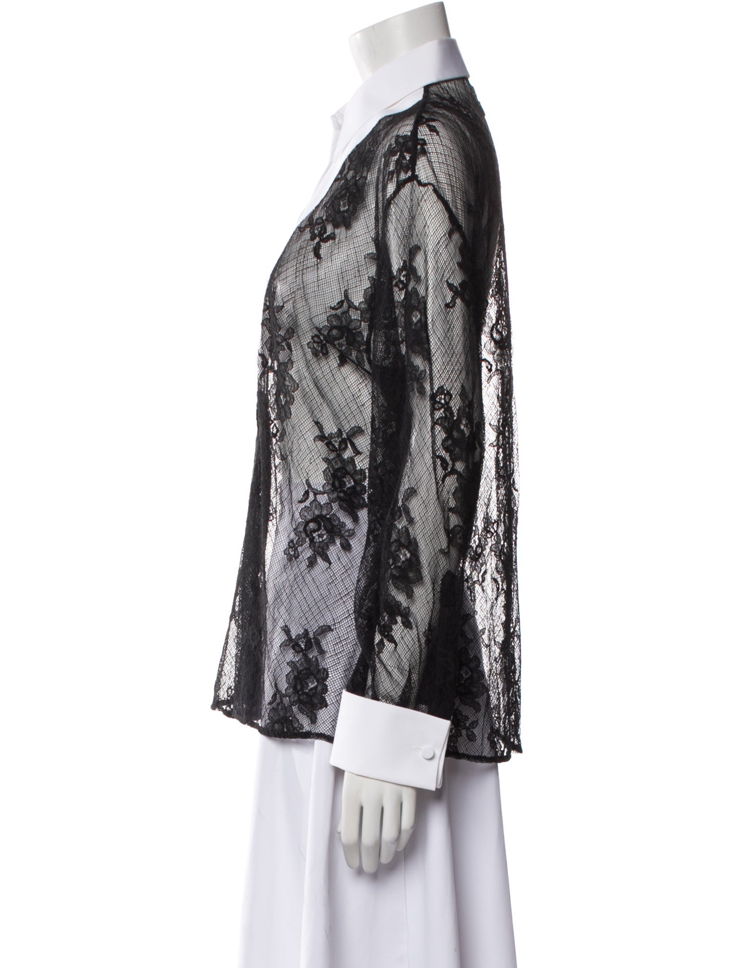 Miu Miu 2022 Lace Pattern Button-Up Top