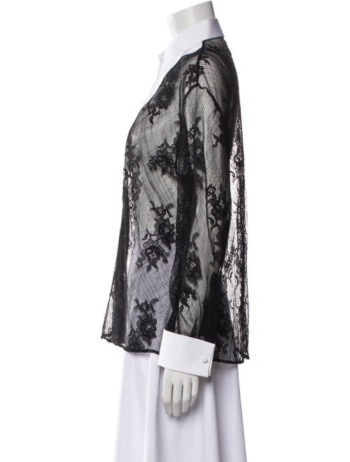 Miu Miu 2022 Lace Pattern Button-Up Top