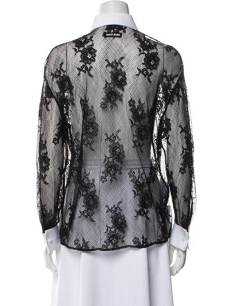 Miu Miu 2022 Lace Pattern Button-Up Top