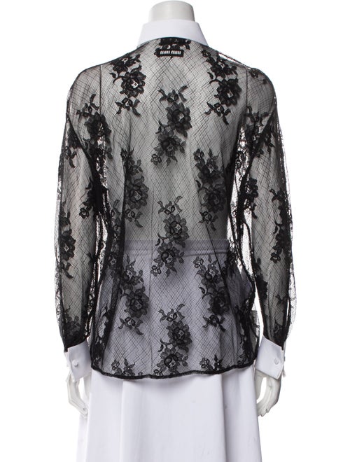 Miu Miu 2022 Lace Pattern Button-Up Top