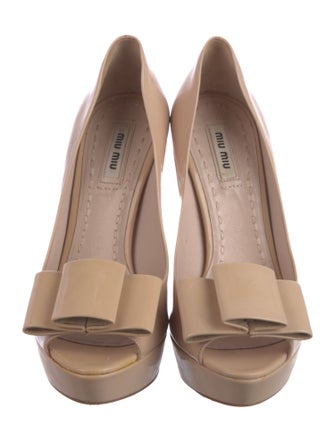 Miu Miu Patent Leather Bow Accents Pumps