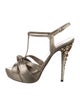 Miu Miu Leather Crystal Embellishments Slingback Sandals