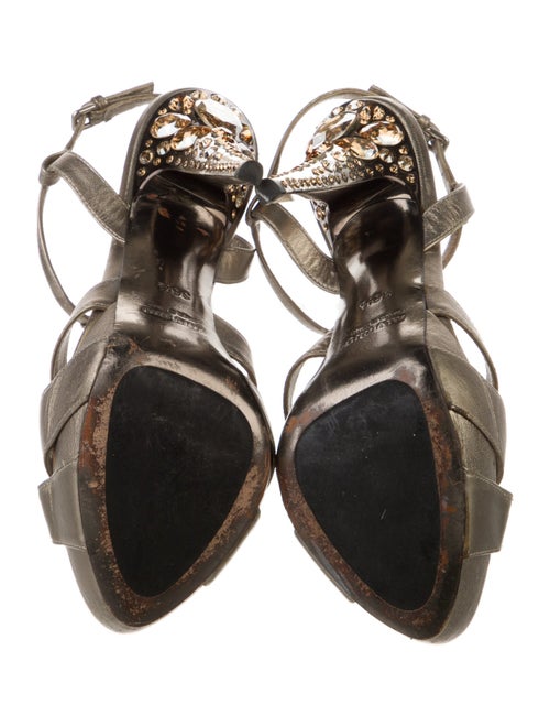 Miu Miu Leather Crystal Embellishments Slingback Sandals