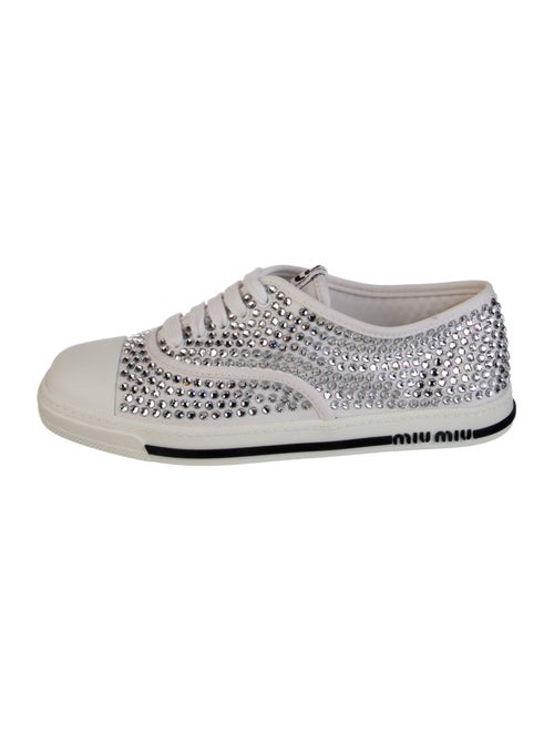 Miu Miu Canvas Crystal Embellishments Sneakers