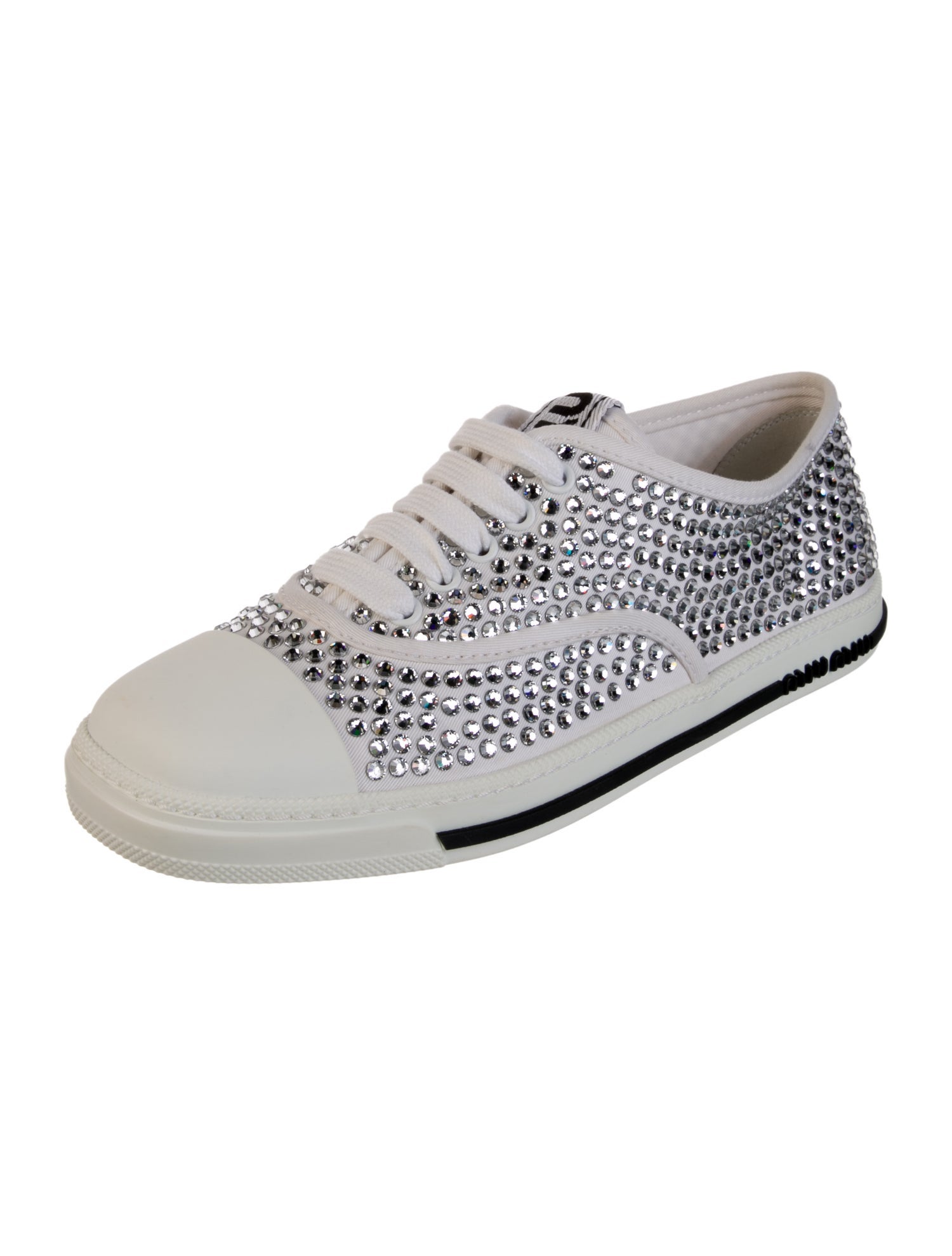 Miu Miu Canvas Crystal Embellishments Sneakers