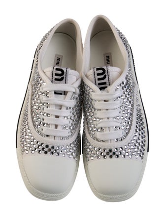 Miu Miu Canvas Crystal Embellishments Sneakers