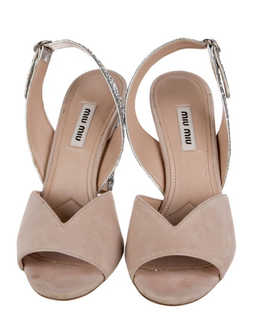 Miu Miu Suede Glitter Accents Slingback Sandals