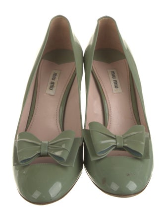 Miu Miu Patent Leather Bow Accents Pumps