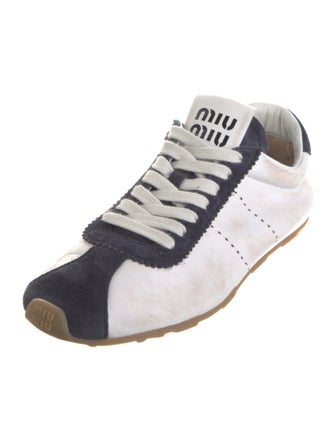 Miu Miu Leather Colorblock Pattern Sneakers