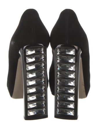 Miu Miu Suede Crystal Embellishments Pumps