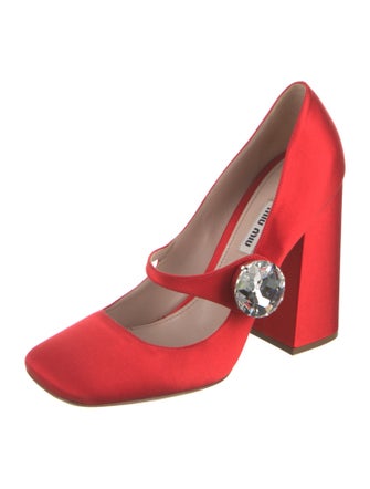 Miu Miu Satin Crystal Embellishments Pumps