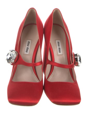 Miu Miu Satin Crystal Embellishments Pumps