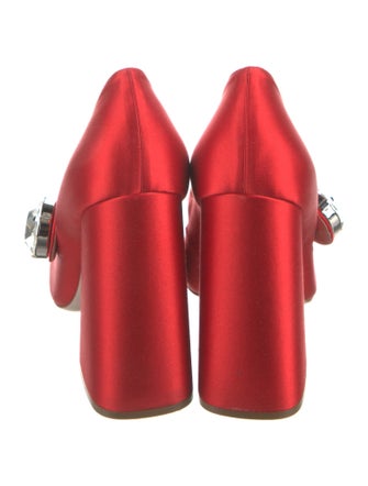 Miu Miu Satin Crystal Embellishments Pumps