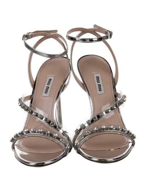 Miu Miu Patent Leather Crystal Embellishments Sandals