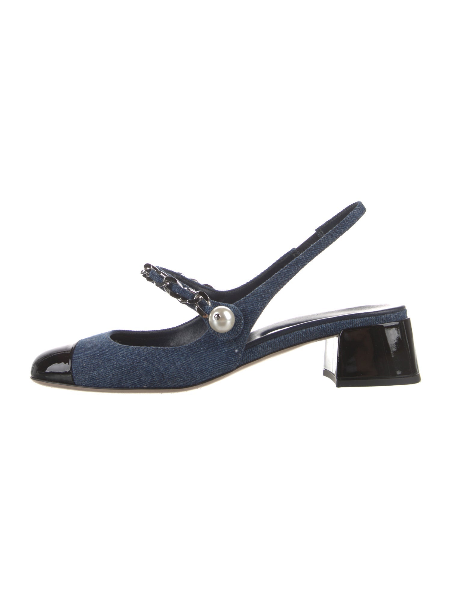Miu Miu Denim Colorblock Pattern Slingback Pumps