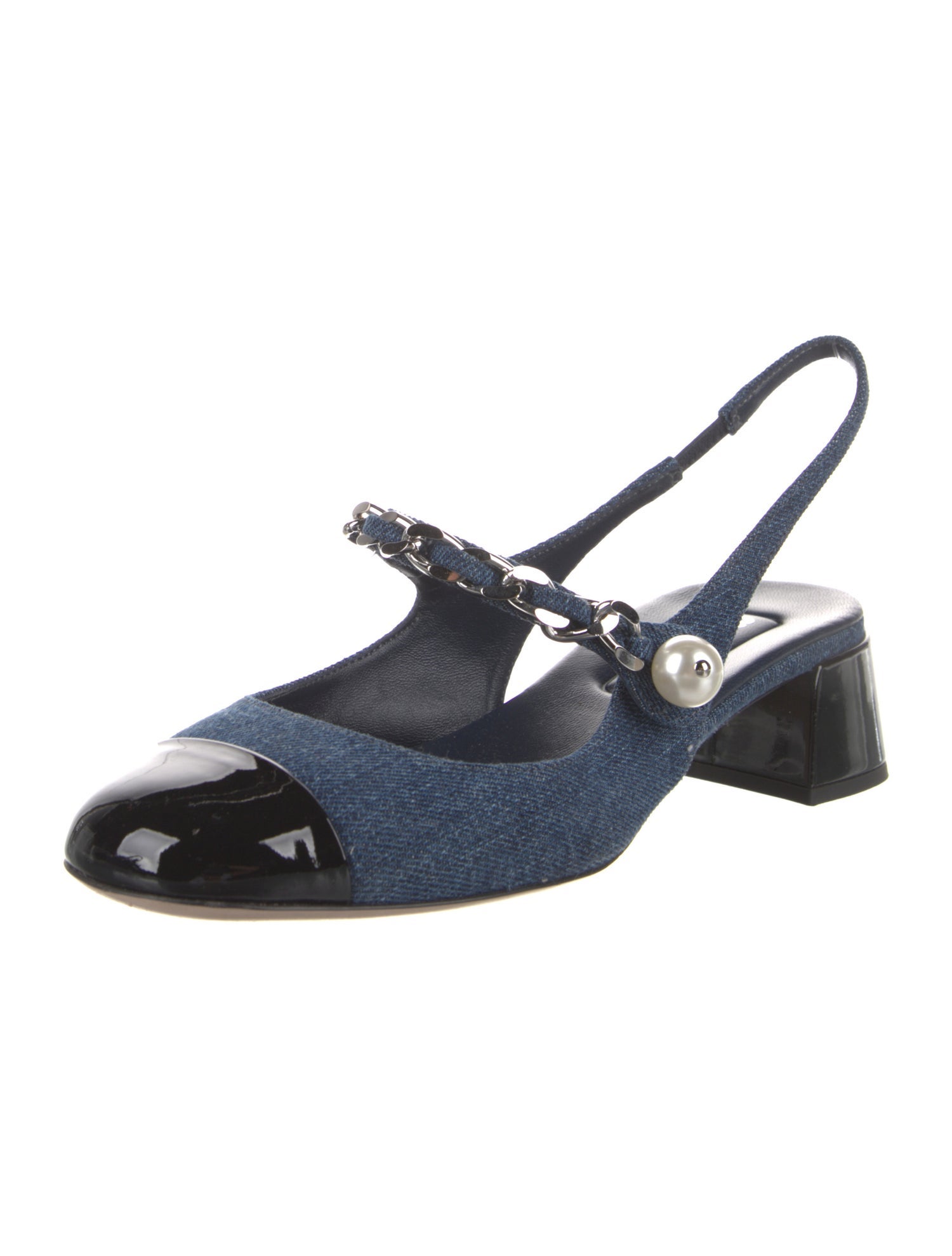 Miu Miu Denim Colorblock Pattern Slingback Pumps