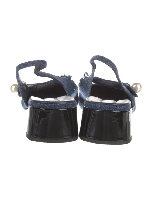 Miu Miu Denim Colorblock Pattern Slingback Pumps