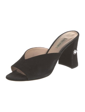 Miu Miu Suede Crystal Embellishments Slides