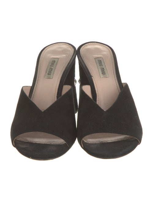 Miu Miu Suede Crystal Embellishments Slides
