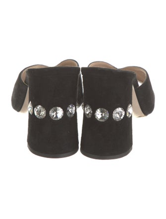 Miu Miu Suede Crystal Embellishments Slides