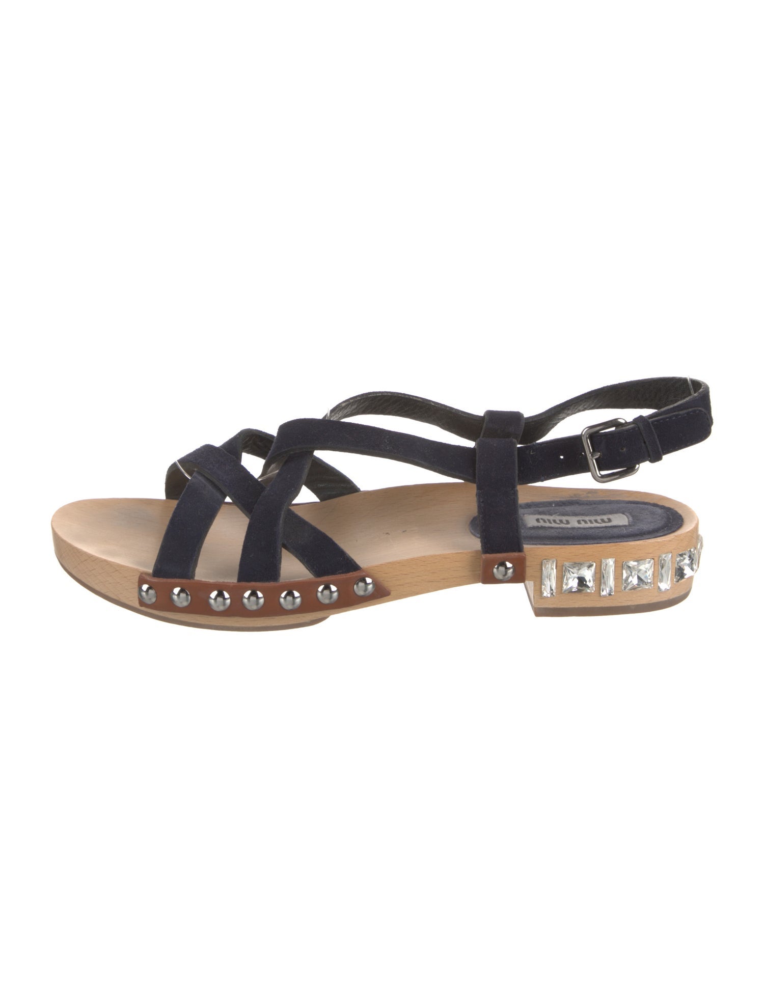 Miu Miu Suede Crystal Embellishments Gladiator Sandals