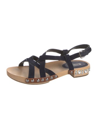 Miu Miu Suede Crystal Embellishments Gladiator Sandals