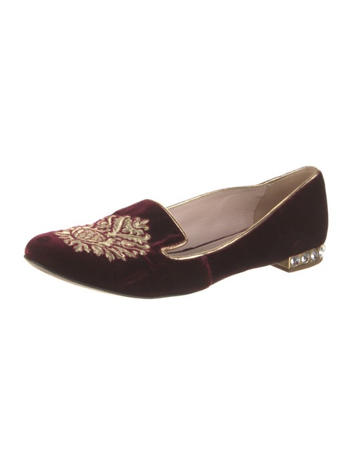 Miu Miu Velvet Crystal Embellishments Loafers