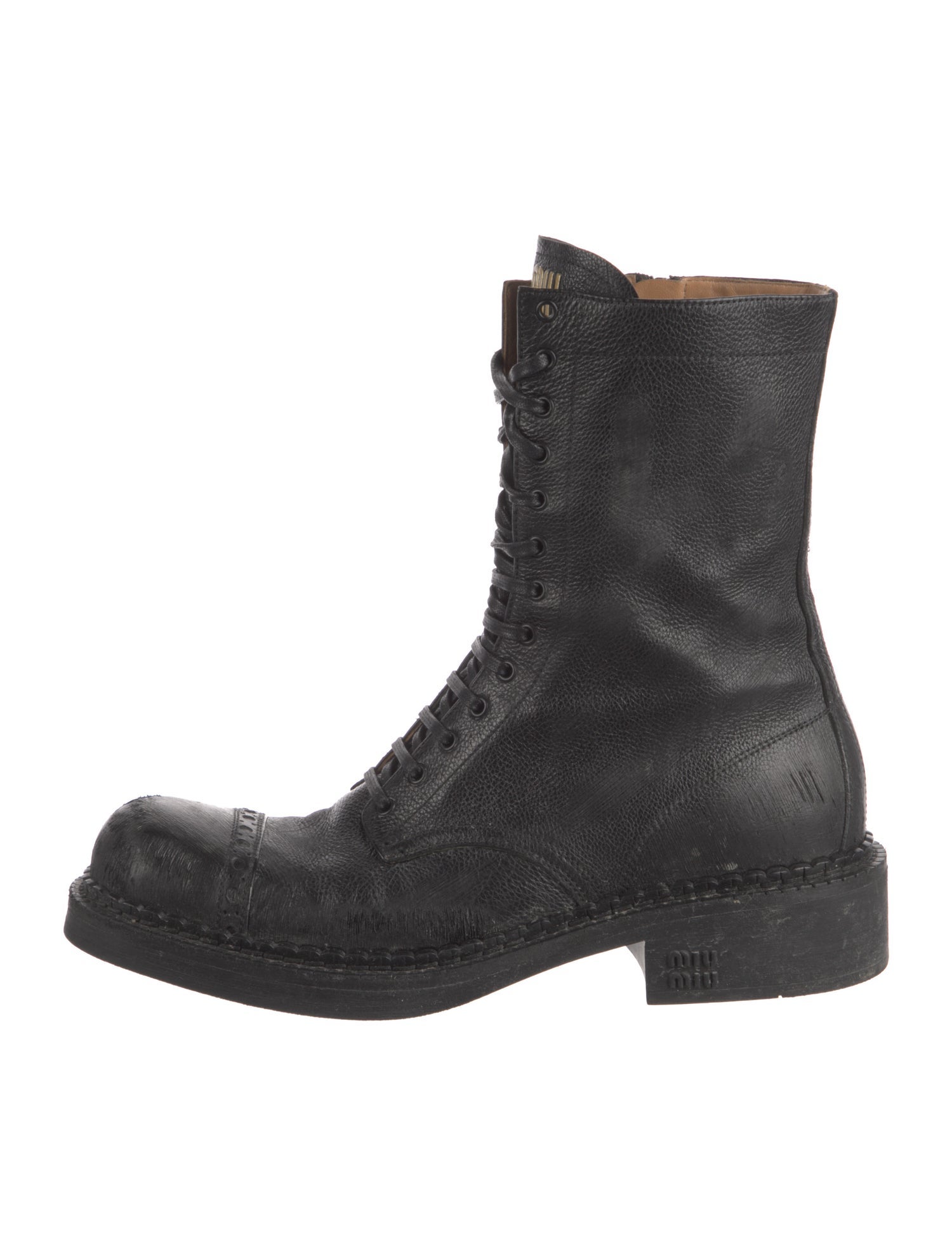 Miu Miu Leather Combat Boots