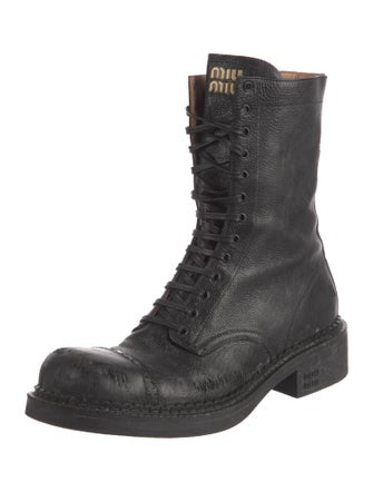 Miu Miu Leather Combat Boots