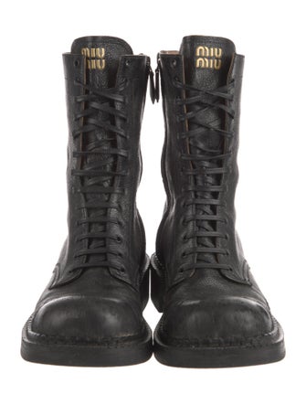 Miu Miu Leather Combat Boots