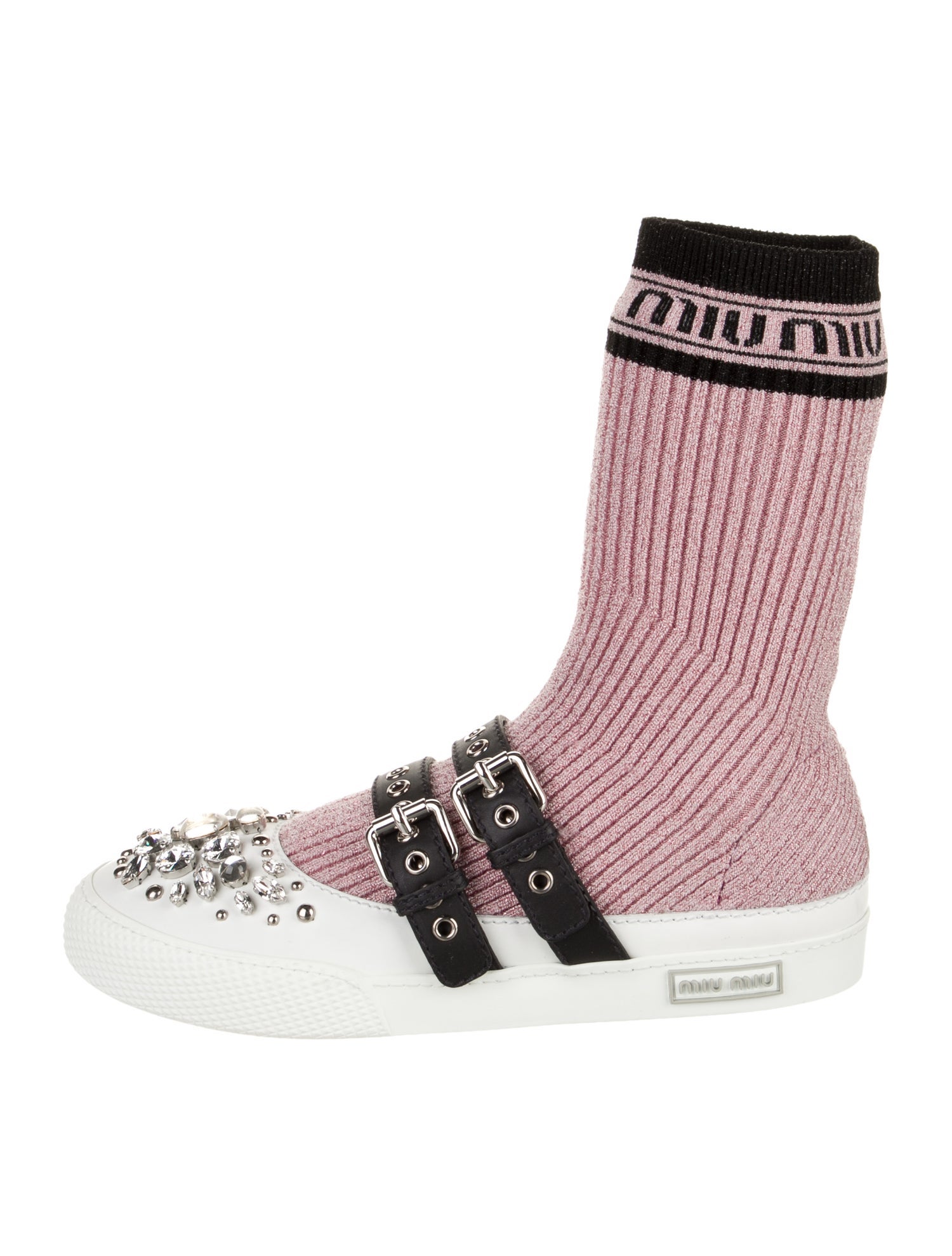 Miu Miu Printed Crystal Embellishments Sock Sneakers