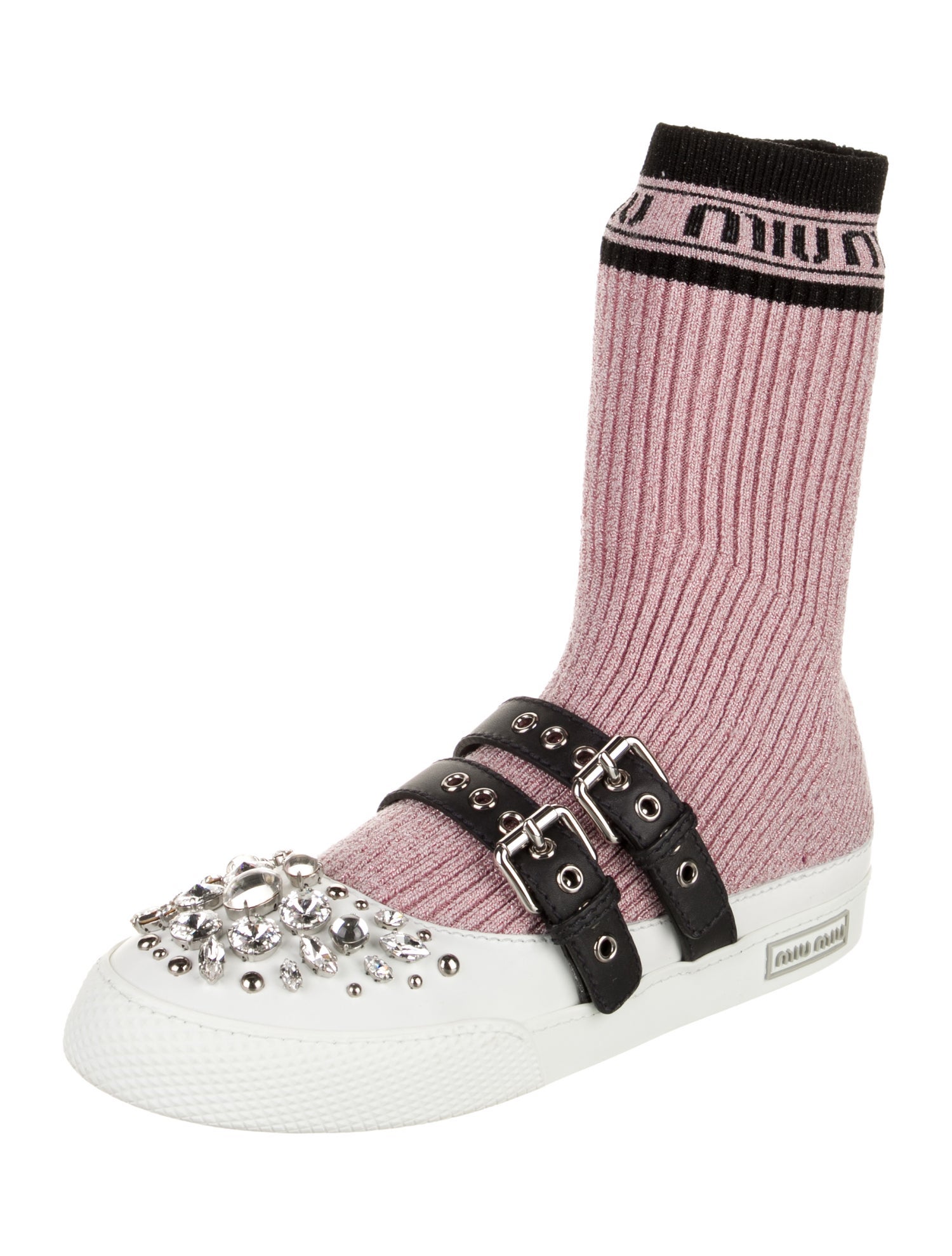 Miu Miu Printed Crystal Embellishments Sock Sneakers