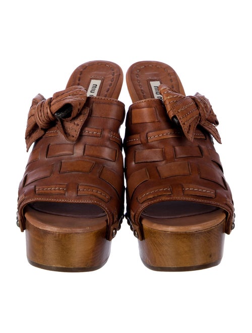 Miu Miu Leather Bow Accents Slides