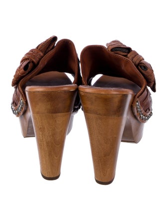 Miu Miu Leather Bow Accents Slides