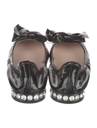 Miu Miu Patent Leather Bow Accents Ballet Flats