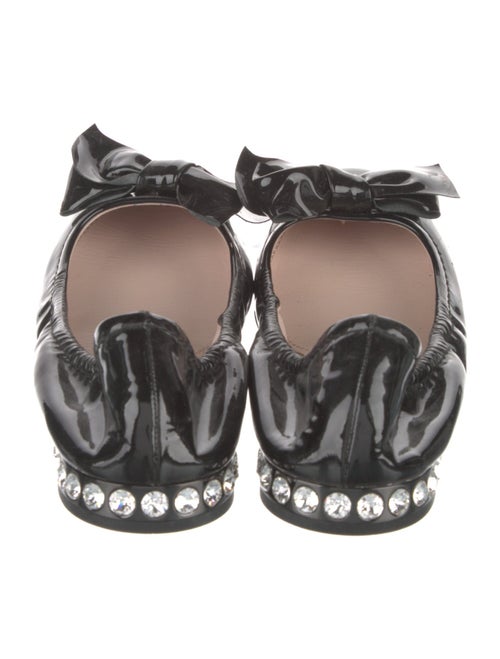 Miu Miu Patent Leather Bow Accents Ballet Flats