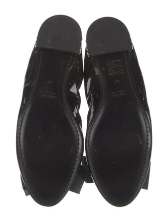 Miu Miu Patent Leather Bow Accents Ballet Flats