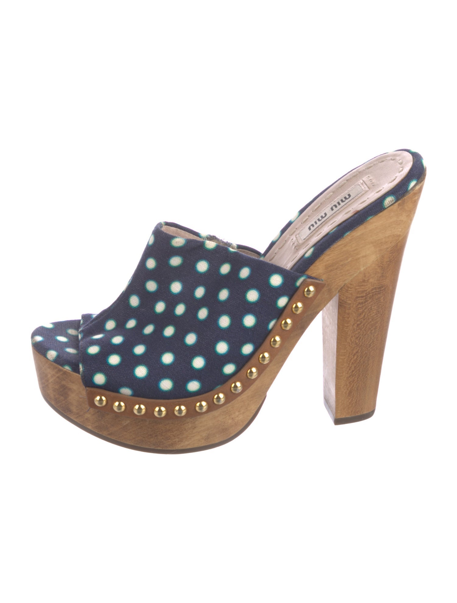 Miu Miu Canvas Polka Dot Print Slides