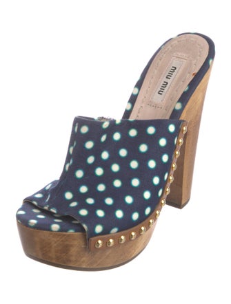 Miu Miu Canvas Polka Dot Print Slides