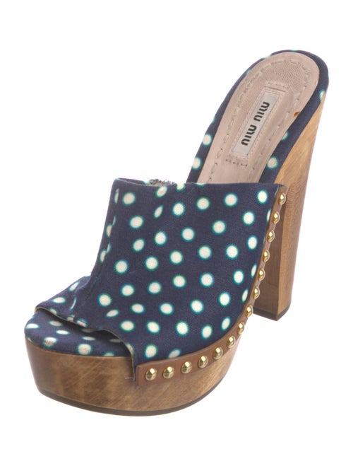 Miu Miu Canvas Polka Dot Print Slides