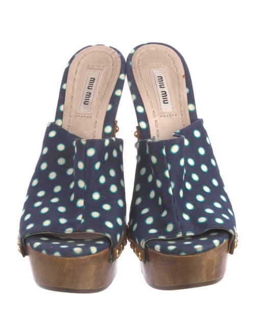 Miu Miu Canvas Polka Dot Print Slides