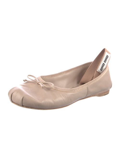 Miu Miu Leather Bow Accents Ballet Flats