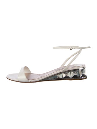 Miu Miu Patent Leather Crystal Embellishments Sandals