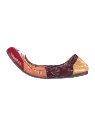 Miu Miu Patent Leather Colorblock Pattern Ballet Flats