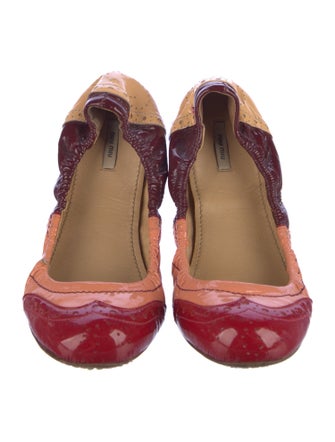 Miu Miu Patent Leather Colorblock Pattern Ballet Flats