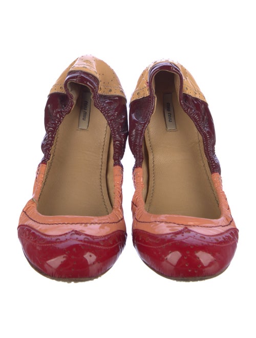 Miu Miu Patent Leather Colorblock Pattern Ballet Flats